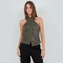 Load image into Gallery viewer, SAGE SUEDE HALTER TOP
