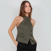 Load image into Gallery viewer, SAGE SUEDE HALTER TOP