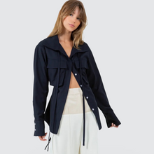 Load image into Gallery viewer, WIDE COLLARD MULTI TIE SHIRT - NAVY