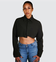 Load image into Gallery viewer, RYANN BLACK CROP BLOUSE