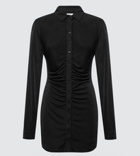 Load image into Gallery viewer, GIANNA BLACK RUCHED SHIRT DRESS