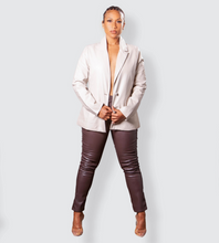 Load image into Gallery viewer, JACQUELYN CREAM VEGAN LEATHER BLAZER