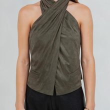 Load image into Gallery viewer, SAGE SUEDE HALTER TOP

