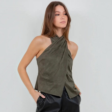 Load image into Gallery viewer, SAGE SUEDE HALTER TOP
