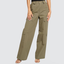 Load image into Gallery viewer, CARGO OLIVE PANTS

