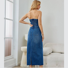 Load image into Gallery viewer, DENIM BANDEAU DRESS
