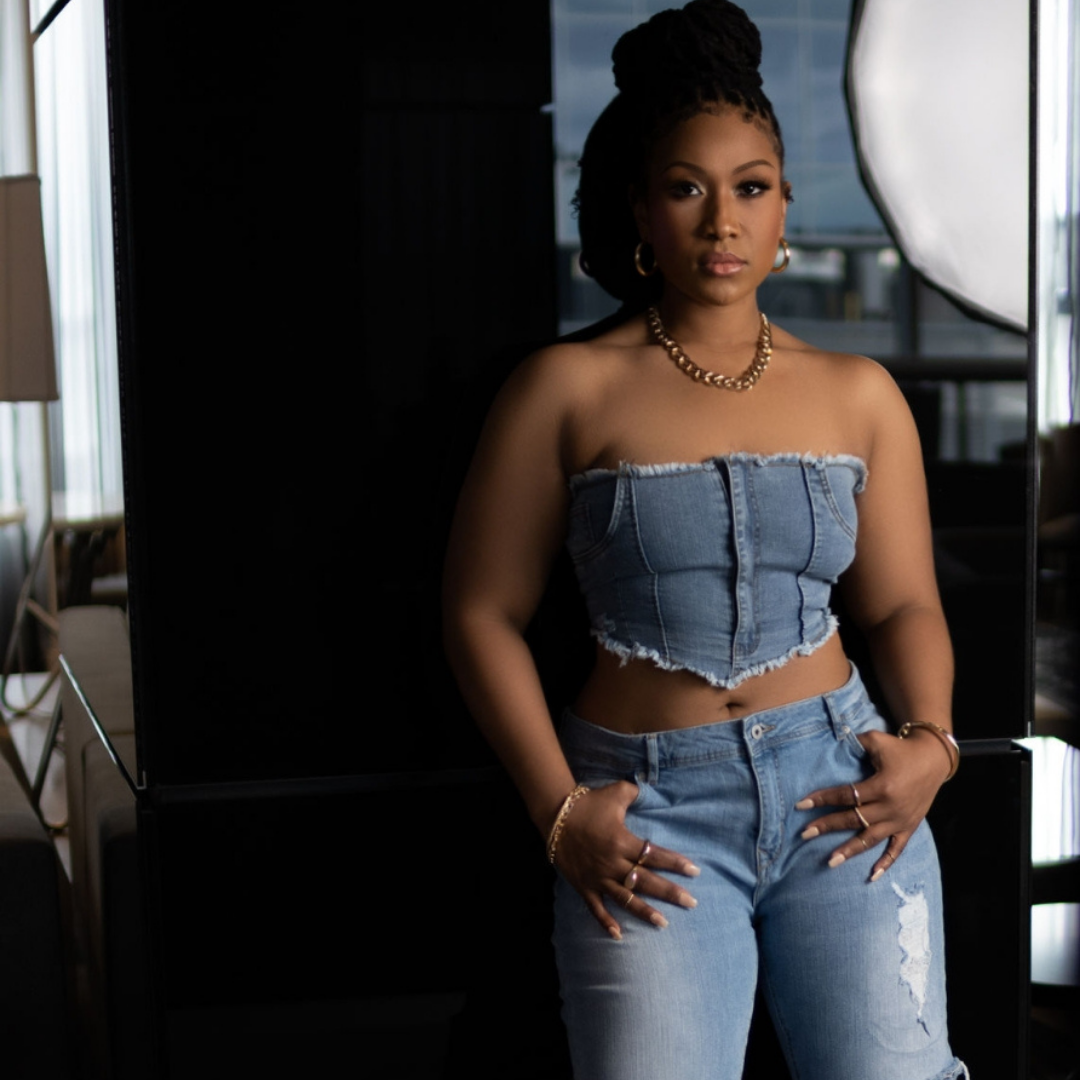 【THE MOZZ】Story Denim Bustier One Piece Elsie Rhinestone Denim Bodysuit - Medium Wash | Fashion Nova