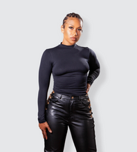Load image into Gallery viewer, AVA BLACK MOCK NECK TOP
