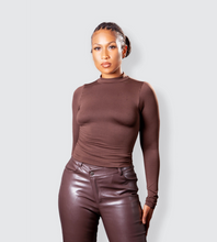 Load image into Gallery viewer, AVA CHOCOLATE MOCK NECK TOP
