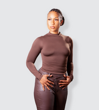Load image into Gallery viewer, AVA CHOCOLATE MOCK NECK TOP
