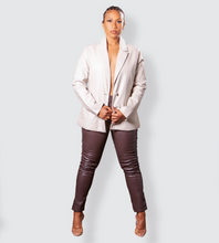 Load image into Gallery viewer, JACQUELYN CREAM VEGAN LEATHER BLAZER
