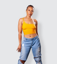 Load image into Gallery viewer, MYAH MUSTARD RIBBED CROP TOP

