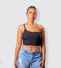 Load image into Gallery viewer, MYAH BLACK RIBBED CROP TOP
