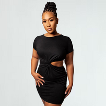 Load image into Gallery viewer, FRONT TWIST CUTOUT T-SHIRT DRESS
