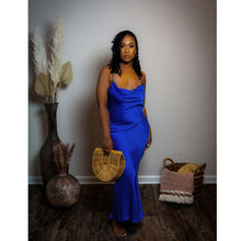 Load image into Gallery viewer, BEYOND CHIC BLUE MIDI SLIP DRESS
